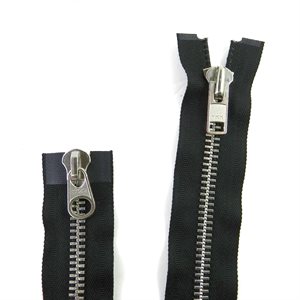 Zipper auto YKK #10, 36" separable, 2-way, aluminum teeth, 3 / 4" tape width, black 