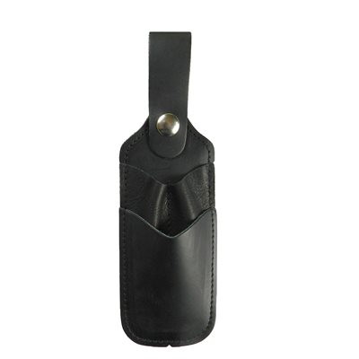 Pen holster and utility knife, black leather, 
