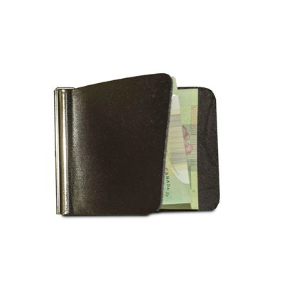 Single billfold with money clip, black leather, 