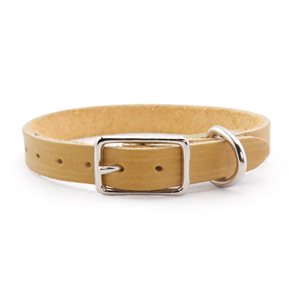 Dog collar 1 / 2" , single layer full grain leather, size 14" to 18", by unit