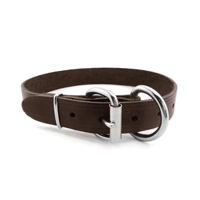 Dog collar 1" , single layer full grain leather, size 18" to 22", by unit