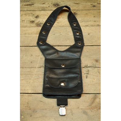 Armpit travel bag, black leather LIQUIDATION