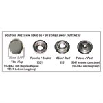 Boutons pression Série 95 (AR) : Poteau tige longue tige 8 mm nickel