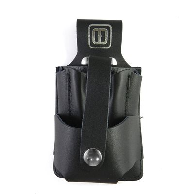 Shipping holster, multiple use and measuring tape holder, black leather