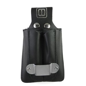 Shipping holster and metal tape holder, black leather