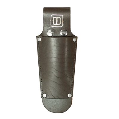 Metal shear holster, in leather