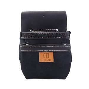 Nail pouch, 2 smallpockets, black leather