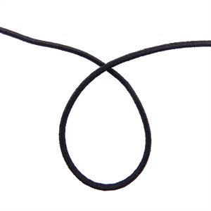 Élastique rond 1,3 mm (3 / 64") tressé en polyester noir (mètre) 